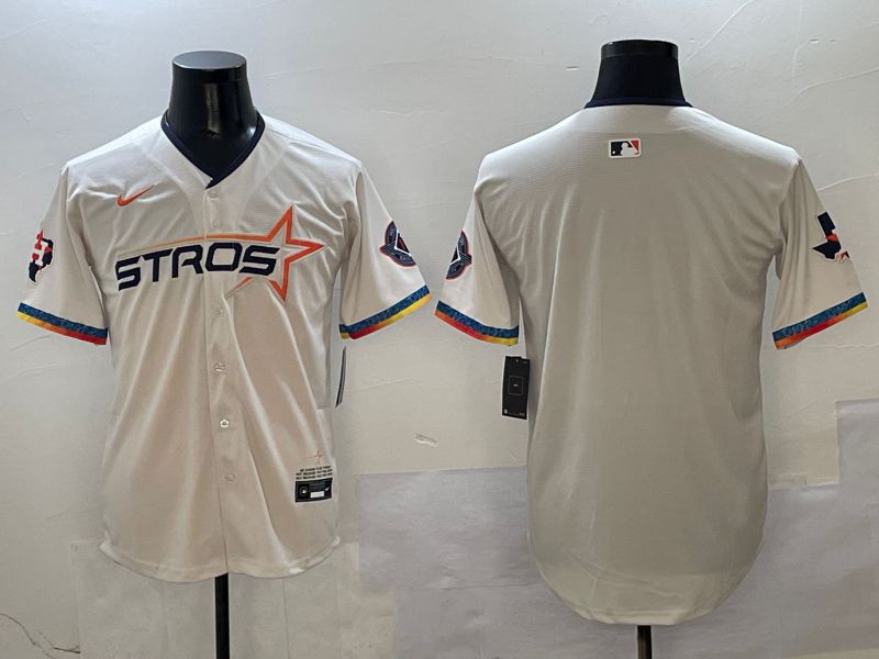 Men Houston Astros Blank Cream Fourth generation Joint Name 2025 Nike MLB Jersey style 414->houston astros->MLB Jersey